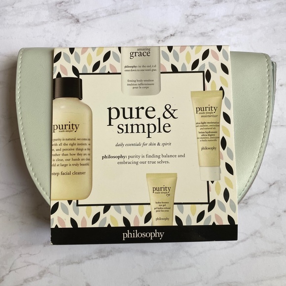 PHILOSOPHY Pure & Simple Skin Care & Amazing Grace Body Emulsion & Bag Set | NWT - Picture 3 of 8